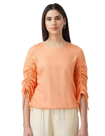 FYLTR Women s Casual Fashion Top with Ruched Sleeves