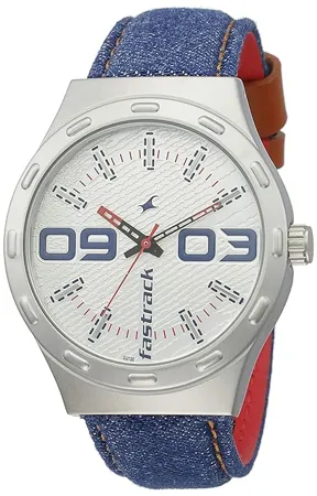 Fastrack Silver White Dial Analog Watch for Men NM3183SL01