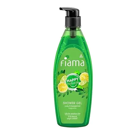 Fiama Happy Naturals shower gel yuzu and bergamot with 97 natural origin content skin conditioners for moisturized skin safe on sensitive skin bodywash 500ml bottle