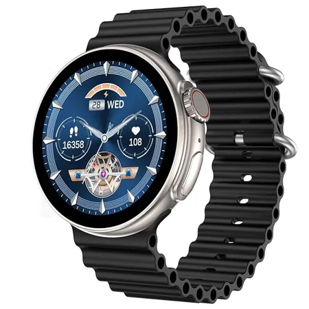 Fire Boltt Asteroid 1 43 Super AMOLED Display Smart Watch One Tap Bluetooth Calling 466 466 px Resolution 123 Sports Modes in Built Voice Assistance 350mAh Large Battery Silver Black 