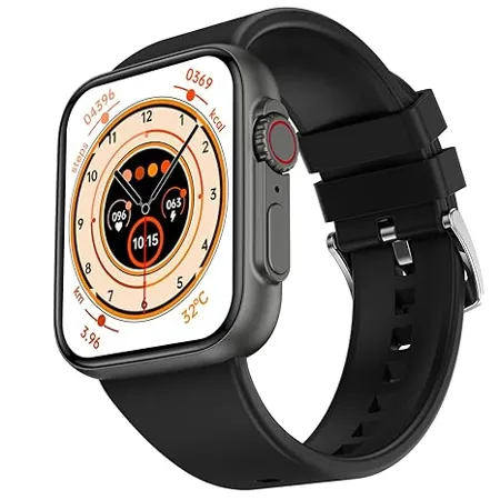 Fire Boltt Gladiator 1 96 Biggest Display Smart Watch with Bluetooth Calling Voice Assistant 123 Sports Modes 8 Unique UI Interactions SpO2 24 7 Heart Rate Tracking Black 