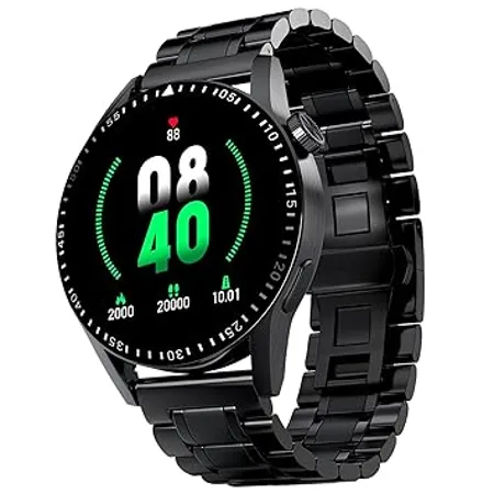 Fire Boltt Talk 2 Pro Ultra 1 39 Round Display Stainless Steel Luxury Smart Watch Bluetooth Calling 360 Health Monitoring 123 Sports Modes Inbuilt Voice Assistant Black 