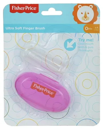 Fisher Price Silicone Baby Finger Brush with Case for kids Manual Pink Pack of 1