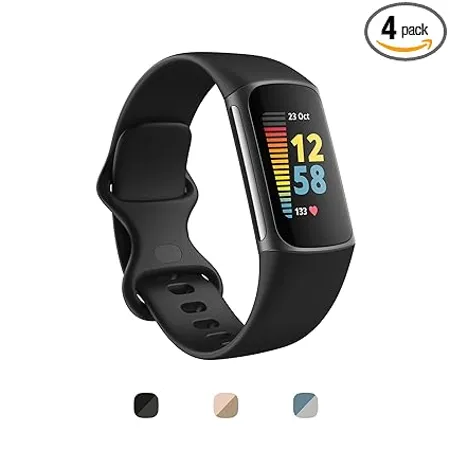 Fitbit Charge 5 Advanced Health Fitness Tracker with Built in GPS Stress Management Sleep Tools 24 7 Heart Rate SpO2 More Black Graphite One Size S L Bands Included 