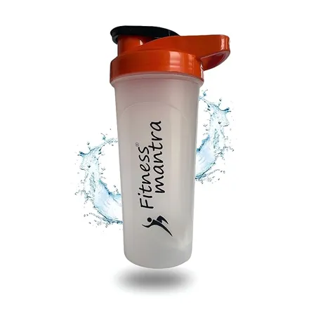 Fitness Mantra 700ml Gym Protein Shaker Bottle with Mixer Ball for Men Women Capacity 700 ml Orange 