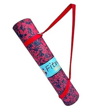 Fitness Mantra Super Soft Anti Slip Marble Design Yoga Mat with Carrying Strap For Men Women Qty 1 Piece 4Mm Red 