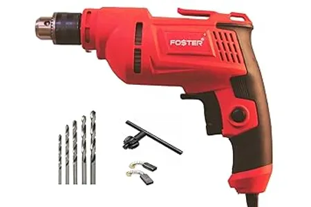 Foster Drill FPD 600RE with 5 High Quality Drilling Bits 600W Copper Armature 2600 RPM Chuck 10 mm Forward Reverse with Variable Speed Control