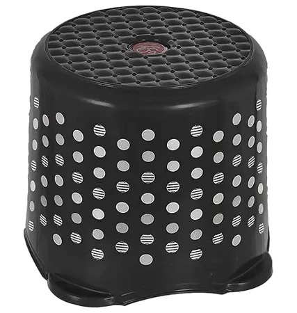 Fun Homes Comfy Stool Dot Printed Multiuses Portable Lightweight Strong Durable Plastic Bathroom Step Sitting Stool Patla Black 46FH0151 Standard