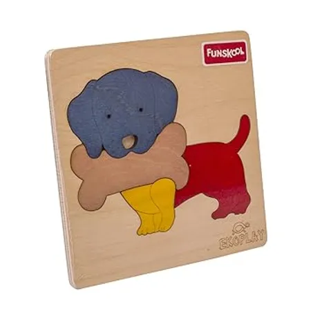 Funskool Ekoplay Dog with A Bone Wooden Puzzle