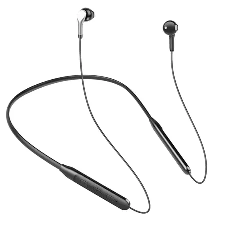GIZMORE MN220 Wireless Bluetooth 5 0 in Ear Neckband 20 Hours Playtime 10 Min Charging Work Upto 2 hrs 360 Degree Surround Stereo HD Microphone Magenetic Earphone Black Grey 