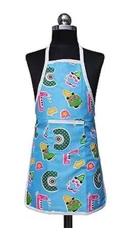 GLUN Printed Kid Apron with 1 Front Pocket Pocket Type I1 Blue Color Pack of 1