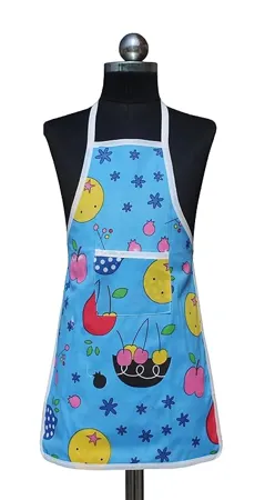 GLUN Printed Kid Apron with 1 Front Pocket Pocket Type Z Blu Color Pack of 1
