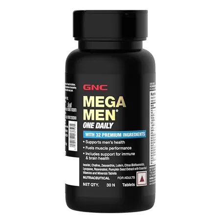 GNC Mega Men One Daily Multivitamin for Men Promotes Men s Well Being Fuels Muscle Performance Boosts Immunity Improves Memory Focus 32 Premium Ingredients 30 Tablets 