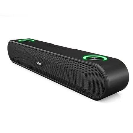 GOVO GoSurround 220 16W Bluetooth Sound bar 2000 mAh Battery 2 0 Channel with 52mm Drivers Multicolor LED Lights with TWS AUX Bluetooth and USB Platinum Black 