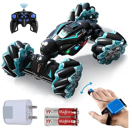 GRAPHENE Remote Control Stunt Car Toy Watch Gesture Remote Control 2 4G Remote Control Technology Gesture Control High Chassis Replacement Free Charger and 2 Alkaline Batteries Worth 500 Multicolor