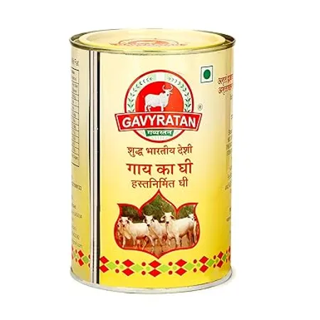 Gavyratan Pathmeda A2 Desi Cow Bilona Ghee Natural Flavour 1L Bi Directionally Churned Traditional Vedic Process High Smoke Point Made by Rural Communities