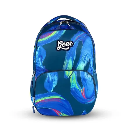 Gear Harmony Brushstroke 30L Medium Water Resistant School Bag Kids Bag Casual Backpack Daypack College Bag for Girls Boys Women Men Blue 
