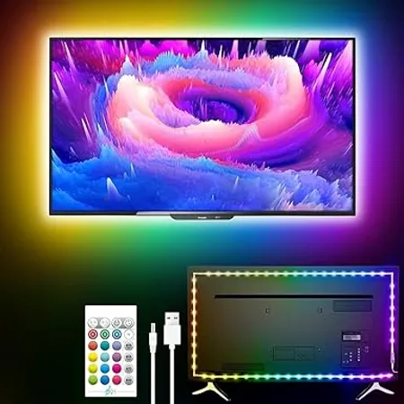 Gesto 5V 5050 TV LED Backlight LED Strip Lights for 24 49 inch TV Remote Operated LED Lights Led Lights for Bedroom Diwali Ceiling Home Decor Home Theater USB Operated 6 6 Feet Long 