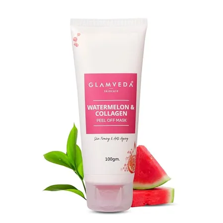 Glamveda Watermelon Collagen Peel Firming Anti Aging Off Mask For Women Reduces Signs of ageing Gives radiant glow No Paraben SLS 100gm
