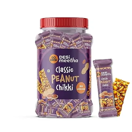 Go Desi Peanut Chikki Bar No Added Preservatives and Colours Gajak Sweets Gazak 50 pieces