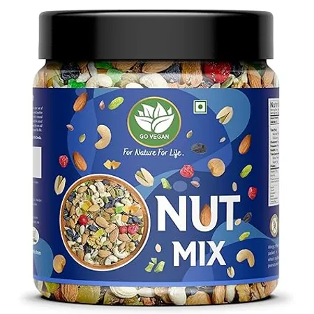 Go Vegan Premium Healthy Nutmix 1kg Dried Almonds Cashewnuts Cranberries Green Raisins Walnut Kernels Pinapple Coil Black Raisins Mix Fruit More