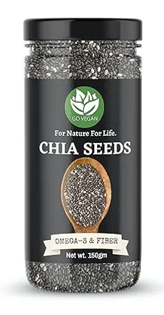 Go Vegan Raw Chia Seeds 150g Rich in Omega 3 for Weight Loss management Jar Pack 