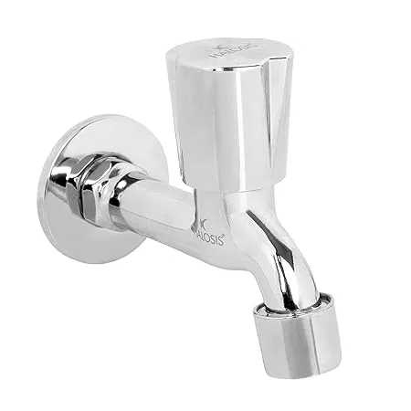 HALOSIS Quality First Bib Cock Tap Brass Fittings Short Body Tap with Wall Flange Quarter Turn Foam Flow Chrome Finish Brass Fittings Zinc Alloy 