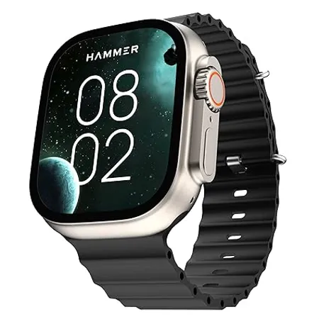 HAMMER Active 2 0 1 95 Display Bluetooth Calling Smart Watch with Metal Body in Built Games Wireless Charging AOD 600 NITS Brightness Black 