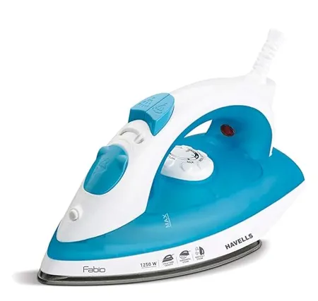 HAVELLS Fabio 1250 W Steam Iron with Teflon Coated Sole Plate Vertical Horizontal Ironing 2 Years Warranty Blue 