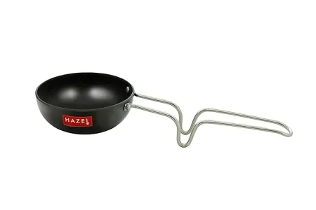 HAZEL 2 3 mm Hard Anodised Tadka Pan Aluminium Anodized Vaghariya Pan 185 ml 10 cm Black