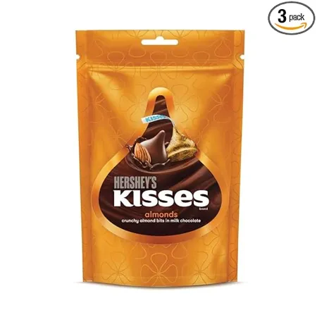 HERSHEY S KISSES Almonds Melt in mouth Chocolates Individually wrapped 100 8g pack of 3