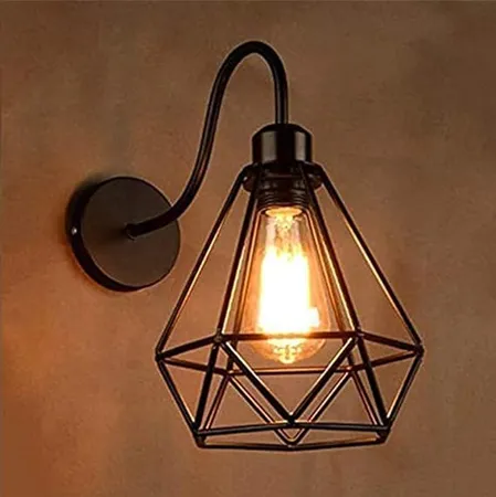 HOMEBLAZE Corridor Wall Lamp Diamond Shaped Pendant Light Sconce Black 40Watts Iron 