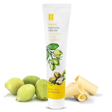 Hajamat Shaving Cream for Men Natural Shaving cream Free from SLS and parabens Best Shaving Cream enriched with Shea Butter for premium wet shave Fresh Herbal Sandalwood Scent 125 gm 