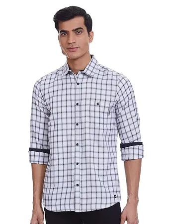 HammerSmith Men s Checkered Regular Fit Shirt HSCSM047 White XXXL 