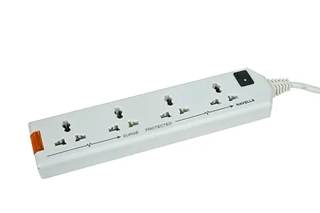 Havells 240V 6A Four Way 1440W Extension Board With wire White 1 5 Metre Surge and Spike Guard 