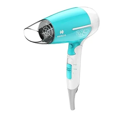 Havells HD3151 1200 Watts Foldable Hair Dryer 3 Heat Hot Cool Warm Settings including Cool Shot button Heat Balance Technology Turquoise 