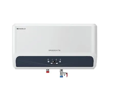Havells Orizzonte 25 litre 4 Star Water Heater with Flexi Pipes Watt 2000 Warranty 7 Year on Tank 4 Year on Heating Element 2 Year Comprehensive Installation Horizontal Whirl flow Tech White 