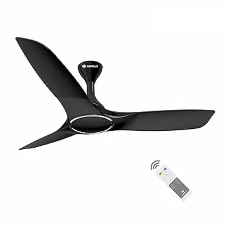 Havells Stealth Air The most silent BLDC fan with Premium Look and Finish 1200mm BLDC motor and Remote Controlled Ceiling Fan Metallic Black Pack of 1 