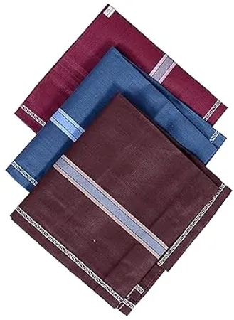 Heart Home Men s Handkerchiefs 100 Pure Cotton Pocket Square Hankies Classic Plaid Pattern Perfect for Gift Set of 3 Dark Color Standard
