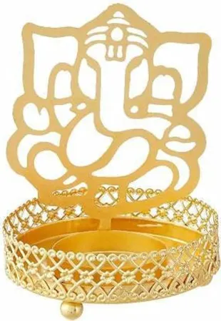 Heaven Decor Iron Divine Shadow Ganesh Tealight Candle Holder Pack of 1