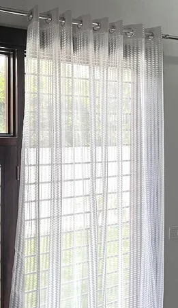 Home Sizzler 1 Piece Solid Zigzag Eyelet Polyester Window Sheer Curtain 5 Feet White