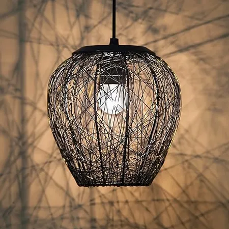 Homesake Hanging Light Home Decor Items Wire Mesh Ceiling Light Black Pack of 1