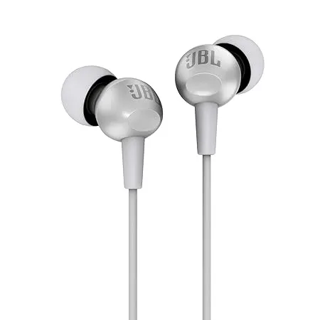JBL C200SI Premium in Ear Wired Earphones with Mic Signature Sound One Button Multi Function Remote Angled Earbuds for Comfort fit Gray 