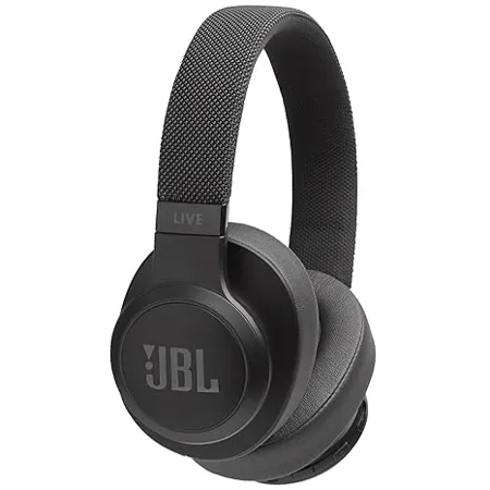 JBL Live 500BT Wireless Over Ear Headphones with Mic Signature Sound Vibrant Colors with Fabric Headband Dual Pairing AUX Ambient Aware Talk Thru Built in Alexa Google Assistant Black 