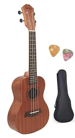 Juarez JRZ23UK NA 23 Concert Size Ukulele Kit AQUILA Strings Sapele Body Rosewood Fingerboard Matte Finish with Bag and Picks Natural Brown