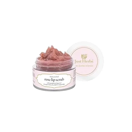 Just Herbs Ayurvedic Rose Lip Scrub For Dry Chapped Smoker Lips SLS Paraben Free 15gm