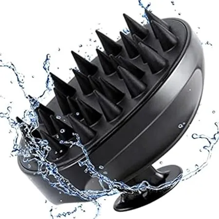 KBS Hair Scalp Massager Shampoo Brush with Soft Silicone Bristles for Anti Dandruff Removal Head Massager Prevents Hair loss for Men Women BLACK 
