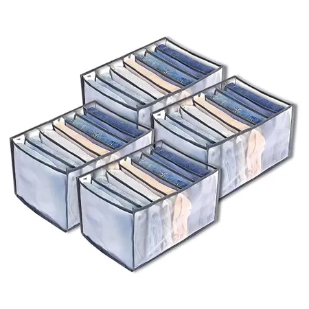 KWER 7 Compartment Wardrobe Clothes Organizers For Storage Box For Clothes Multipurpose Cloth Organizers Storage Box Wardrobe Clothes Storage Organiser T Shirt Legging Skirts Jeans Pack Of 1