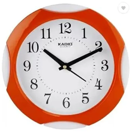 Kadio Analog 20 cm X 20 cm Wall Clock Orange with Glass Standard Round