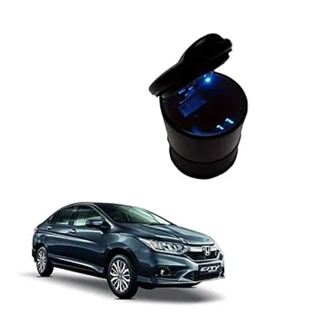 Kandid St1 041 Black Mulitpurpose Led Light Cigarette Car Mini Dustbin For Honda City I Vtec